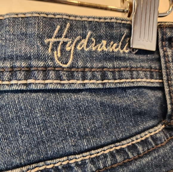 Hydraulic Distressed Skinny Jeans Blue Embellished Pockets Size 7 / 8 - Picture 10 of 11